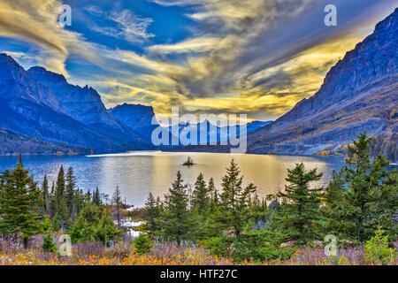 St. Mary Lake im Glacier-Nationalpark, Wyoming, USA Stockfoto