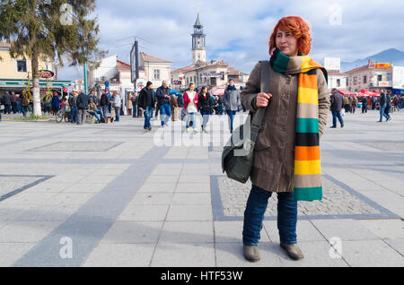 Überfüllten Platz in Prilep, R. Mazedonien Stockfoto