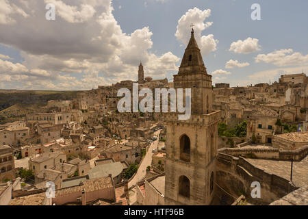 Matera von Sasso Barisano aus gesehen Stockfoto