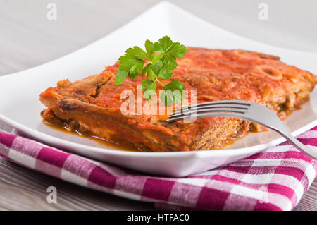 Aubergine Parmigiana. Stockfoto