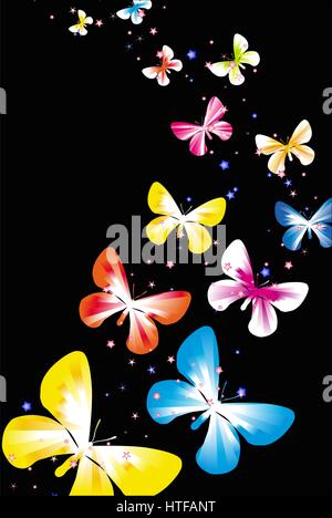 schwarze Backlrop Schmetterlinge Stock Vektor