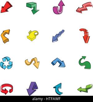Pfeile-Ikonen stellen im Cartoon-Stil, die isoliert auf weißem Hintergrund-Vektor-illustration Stock Vektor