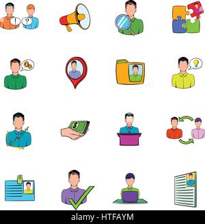 Human Resources-Icons set im Cartoon-Stil, die isoliert auf weißem Hintergrund-Vektor-illustration Stock Vektor