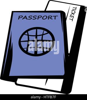 Reisepass mit Karten-Symbol im Cartoon-Stil isoliert-Vektor-illustration Stock Vektor