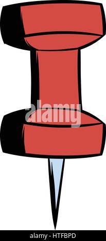 Rot Push-Pin-Symbol im Cartoon-Stil isoliert-Vektor-illustration Stock Vektor