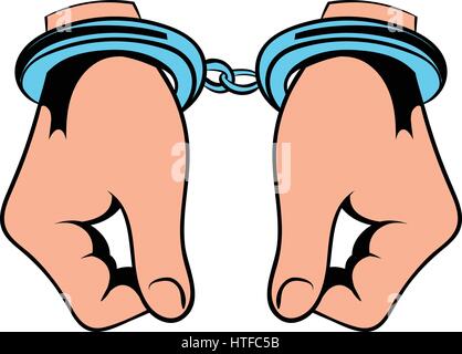 Hände in Handschellen Symbol, Symbol-cartoon Stock Vektor