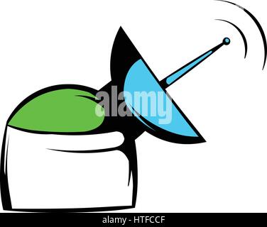 Satelliten-Kommunikation-Station-Symbol, Symbol cartoon Stock Vektor