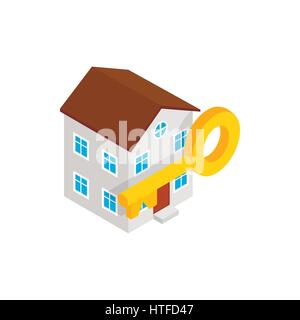 Haus und Schlüssel-Symbol, isometrischen 3d Stil Stock Vektor