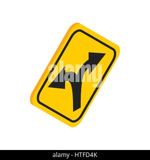 Gabel in der Straße Zeichen Symbol, isometrischen 3d Stil Stock Vektor