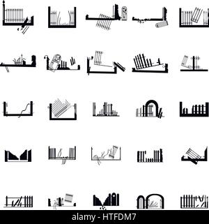 Gebrochene Zaun Silhouetten eingestellt Stock Vektor