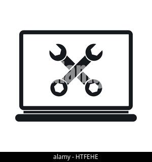 Schraubenschlüssel auf ein Computersymbol, einfachen Stil Stock Vektor
