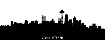 sehr große Größe Seattle Stadt Skyline Silhouette Stockfoto