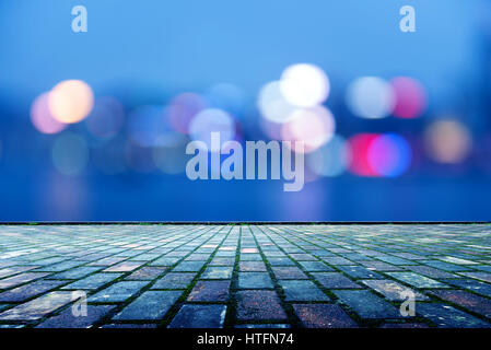 Schöner Hintergrund dunkel, aus Fokuslichter in der Nacht. Stockfoto
