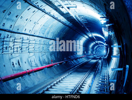 Tief u-Bahn Tunnel im Bau Stockfoto