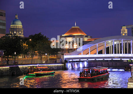 Singapur, Singapore River, Elgin Bridge, Parlament, Stockfoto