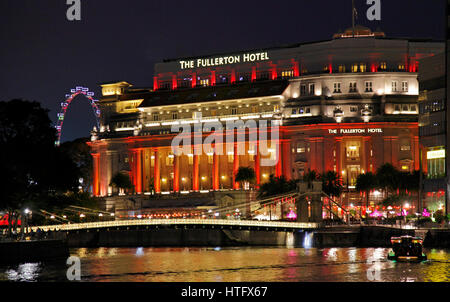 Singapur, das Fullerton Hotel Singapore River Stockfoto