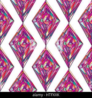 Hand gezeichneten Ornament Muster. Vektor geometrischen Maßwerk nahtlose Hintergrund. Abstrakte bunte Raute Textur für Tapete, Verpackung, Textil-Design, Stock Vektor