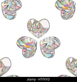 Herzen Vektor Musterdesign. Handgemalte stilisierte Liebe Hintergrund. Abstrakte handgemalte Herzen Design für Textil, Verpackung, Tapeten, Stoff Stock Vektor