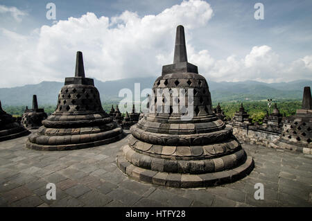 Borobudur buddhistischer Tempel in Magelang, Zentral-Java Stockfoto