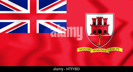 3D Civil Ensign der Gibraltar. 3D Illustration. Stockfoto