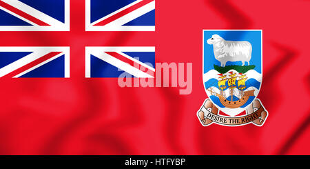 3D Civil Ensign der Falkland-Inseln. 3D Illustration. Stockfoto