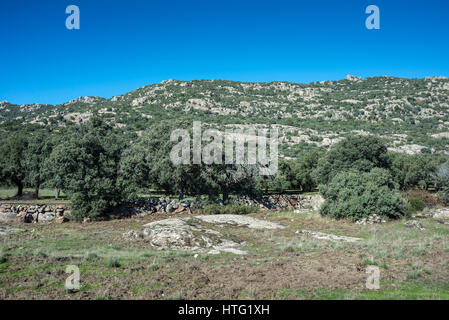 Blick auf Hoyo de Manzanares Range im Guadarrama-Gebirge, Provinz von Madrid, Spanien Stockfoto