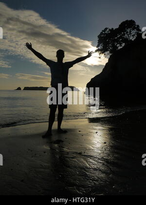 Sunrise-Vorschlag zur Cathedral Cove Stockfoto