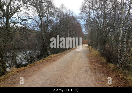 Pfad entlang des Flusses Spey - in der Nähe von Cromdale - Speyside Way - Highlands - Schottland - UK Stockfoto