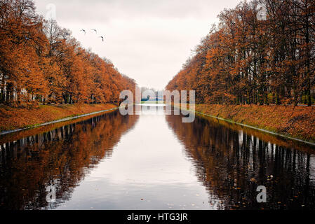 Warme, schöne Herbstfärbung in der Lazienki-Park, Warschau Stockfoto