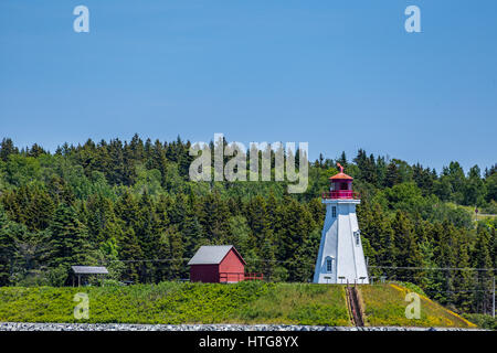 Mulholland Point Light ist ein Leuchtturm auf Campobello Island in New Brunswick, Kanada. 1885 erbaut, steht es auf dem östlichen Ufer des Kanals Lubec Stockfoto