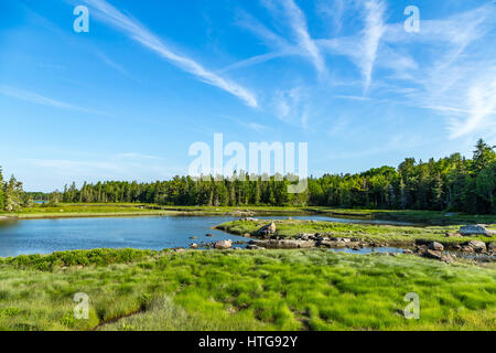 Mount Desert Island vom Festland trennt, ist Mount Desert Narrows ein dünner Streifen aus Salzwasser erstreckt sich von etwa Haynes Point in Trenton in Stockfoto