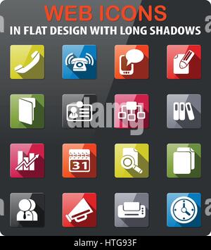 Einfache Symbole Geschäft inmitten flache Bauweise mit langen Schatten Stock Vektor