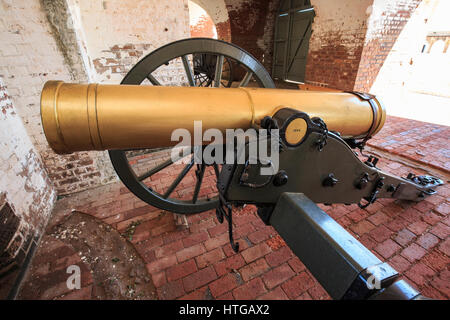 Canon auf Anzeige am Fort Pulaski National Monument, Savannah Georgia Stockfoto