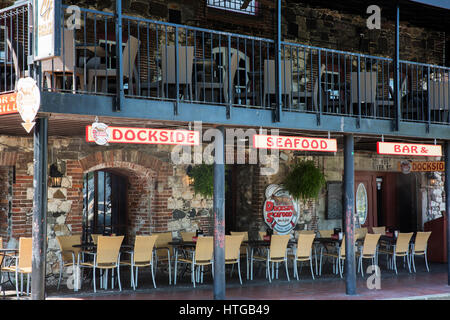 Restaurant im historischen Viertel von Savannah, Georgia am Flussufer Stockfoto