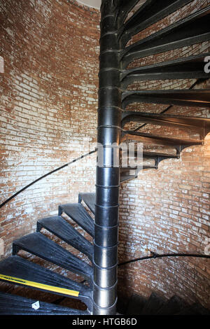 Wendeltreppe in Tybee Island Lighthouse. Stockfoto