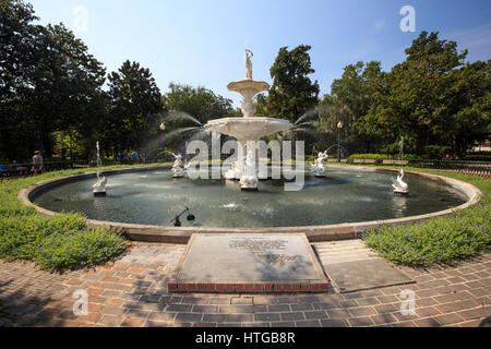 Öffentliche Brunnen in Forsyth Park, Savannah Georgia Stockfoto