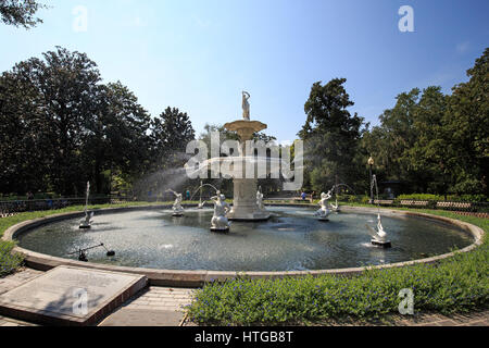 Öffentliche Brunnen in Forsyth Park, Savannah Georgia Stockfoto