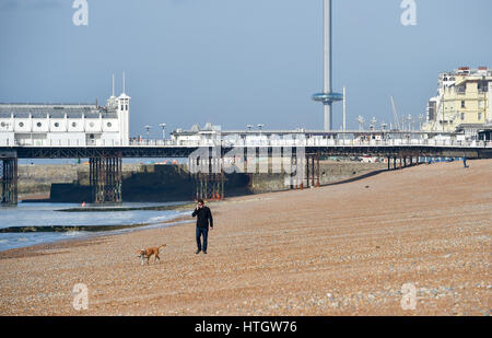 Brighton UK 15. März 2017 - die Ruhe vor dem Sturm in Brighton an einem schönen warmen sonnigen Frühlingsmorgen als Sturm Stella nähert sich und wird voraussichtlich am Freitag nach verursachen Blizzard Bedingungen an der Ost Küste von Amerika in den letzten Tagen Credit in Großbritannien ankommen: Simon Dack/Alamy Live News Stockfoto