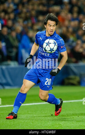 Leicester, UK. 14. März 2017. Shinji Okazaki (Leicester) Fußball: Shinji Okazaki von Leicester City in der UEFA Champions League-Runde 16 Match zwischen Leicester City und Sevilla im King Power Stadium in Leicester, England. Bildnachweis: AFLO/Alamy Live-Nachrichten Stockfoto