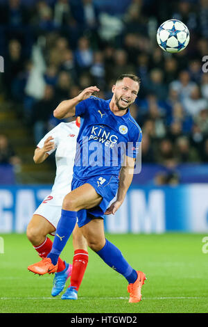 Leicester, UK. 14. März 2017. Daniel Drinkwater (Leicester) Fußball: Daniel Drinkwater von Leicester City in der UEFA Champions League-Runde 16 Match zwischen Leicester City und Sevilla im King Power Stadium in Leicester, England. Bildnachweis: AFLO/Alamy Live-Nachrichten Stockfoto