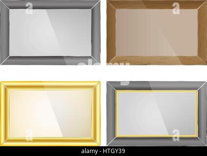 Legen Sie realistische Foto-Rahmen, Holz, Chrom, gold, Vektor-illustration Stock Vektor