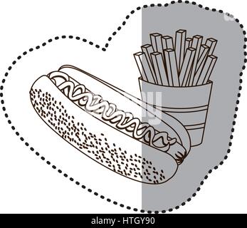 Abbildung Hot Dog und Pommes frites französische Symbol Stock Vektor