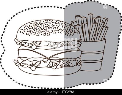 Abbildung Hamburger und Pommes frites französische Symbol Stock Vektor