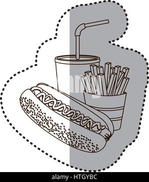 Abbildung Hot-Dog, Soda und Pommes frites französische Symbol Stock Vektor