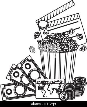 Clipper-Board, Popcorn und Geld-Symbol Stock Vektor