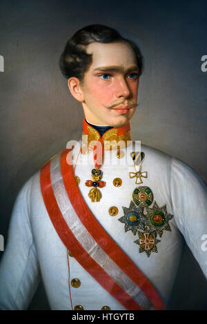 Franz Joseph I (Franz Josef I: 1830-1916), Kaiser von Österreich und Königs von Ungarn, Kroatien und Böhmen. Portrait als ein junger Mann von Friedrich Krepp. Stockfoto