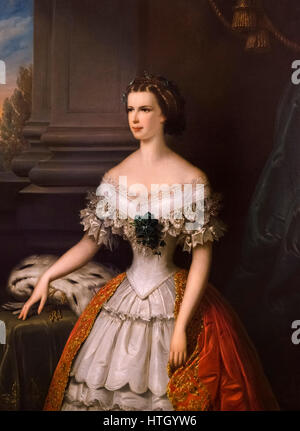 Sisi, Portrait. Kaiserin Elisabeth von Österreich (1837-1898), als Sisi, die Frau von Kaiser Franz Joseph I. Gemälde von Franz Schrotzberg, Öl auf Leinwand, 1856 bekannt. Stockfoto