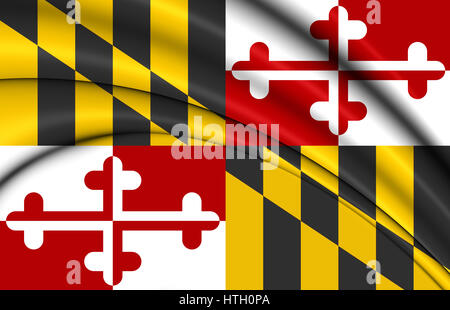 3D Flagge von Maryland, USA. 3D Illustration. Stockfoto