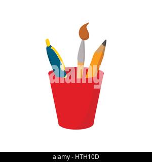 Feder und Bleistift in rot Kunststoff-Glas-Symbol Stock Vektor