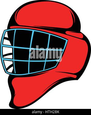 Roten Eishockey Helm mit Käfig-Symbol, Symbol-cartoon Stock Vektor